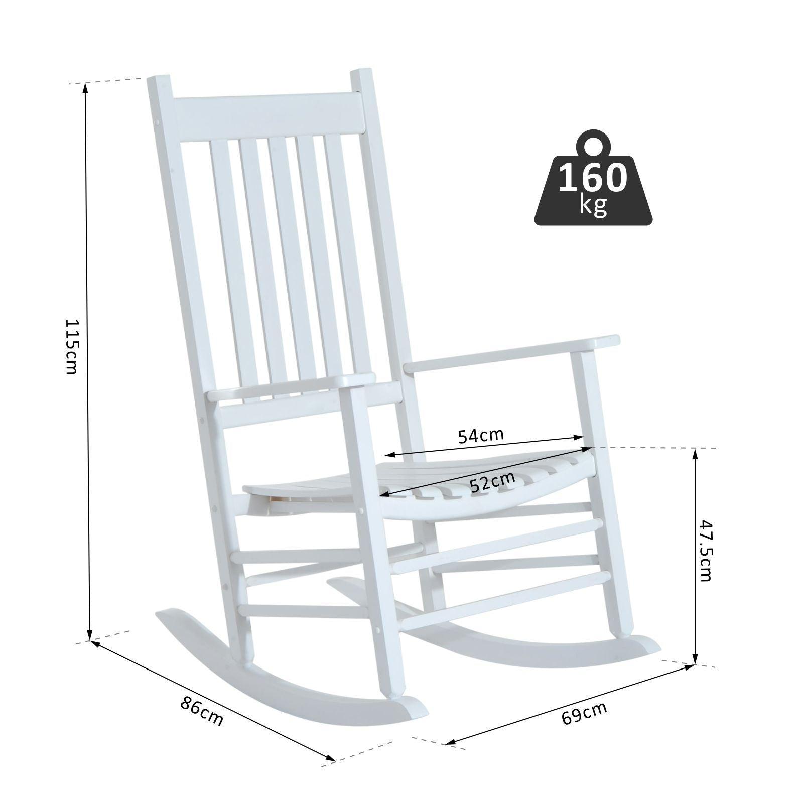 Outsunny Wooden Patio Rocking Chair - White - ALL4U RETAILER LTD