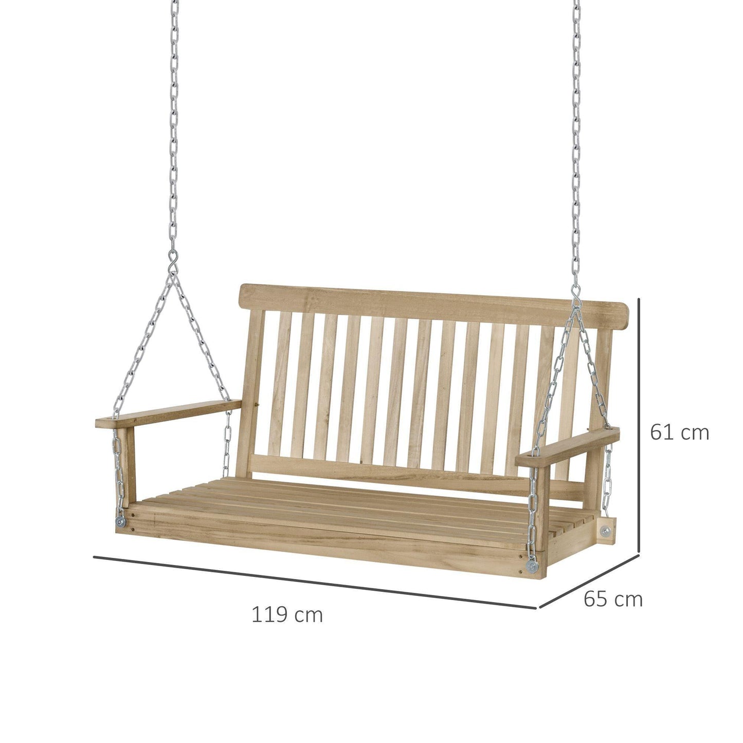 Outsunny Wooden Porch Swing Chair - Garden Hammock - ALL4U RETAILER LTD