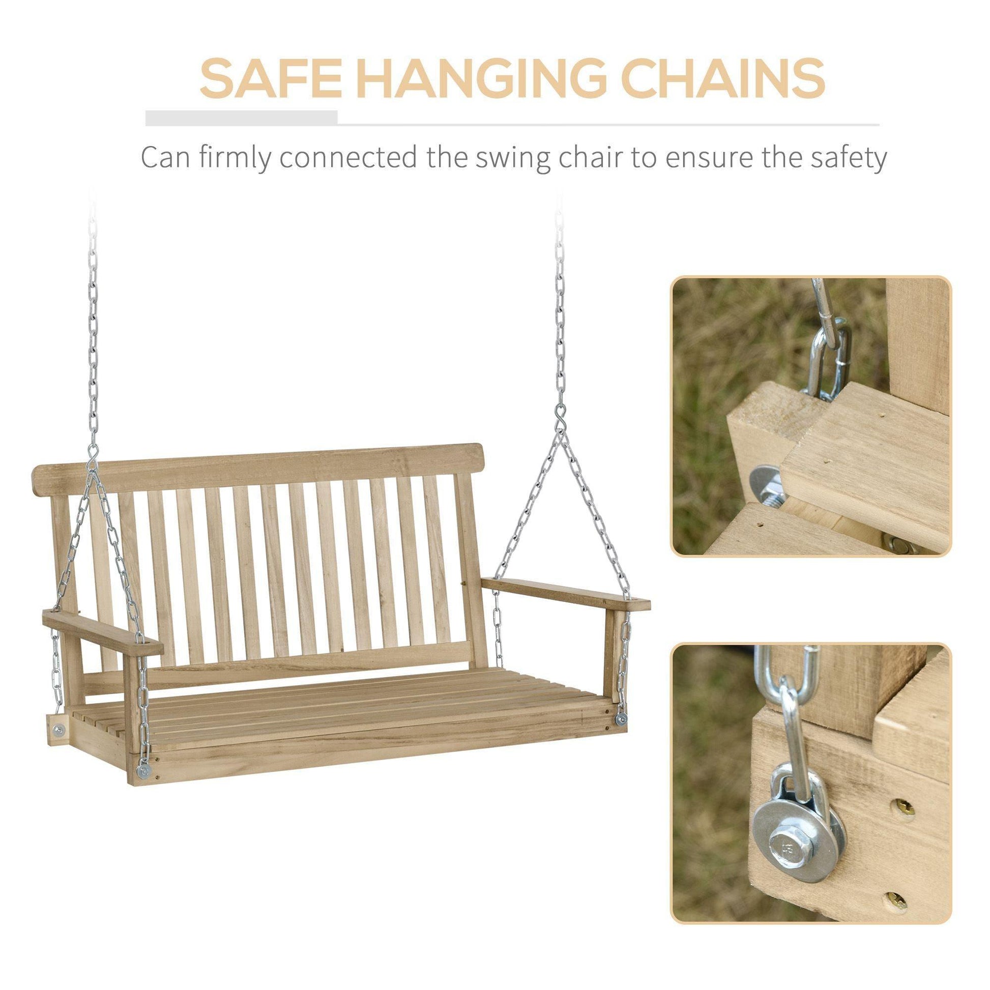 Outsunny Wooden Porch Swing Chair - Garden Hammock - ALL4U RETAILER LTD