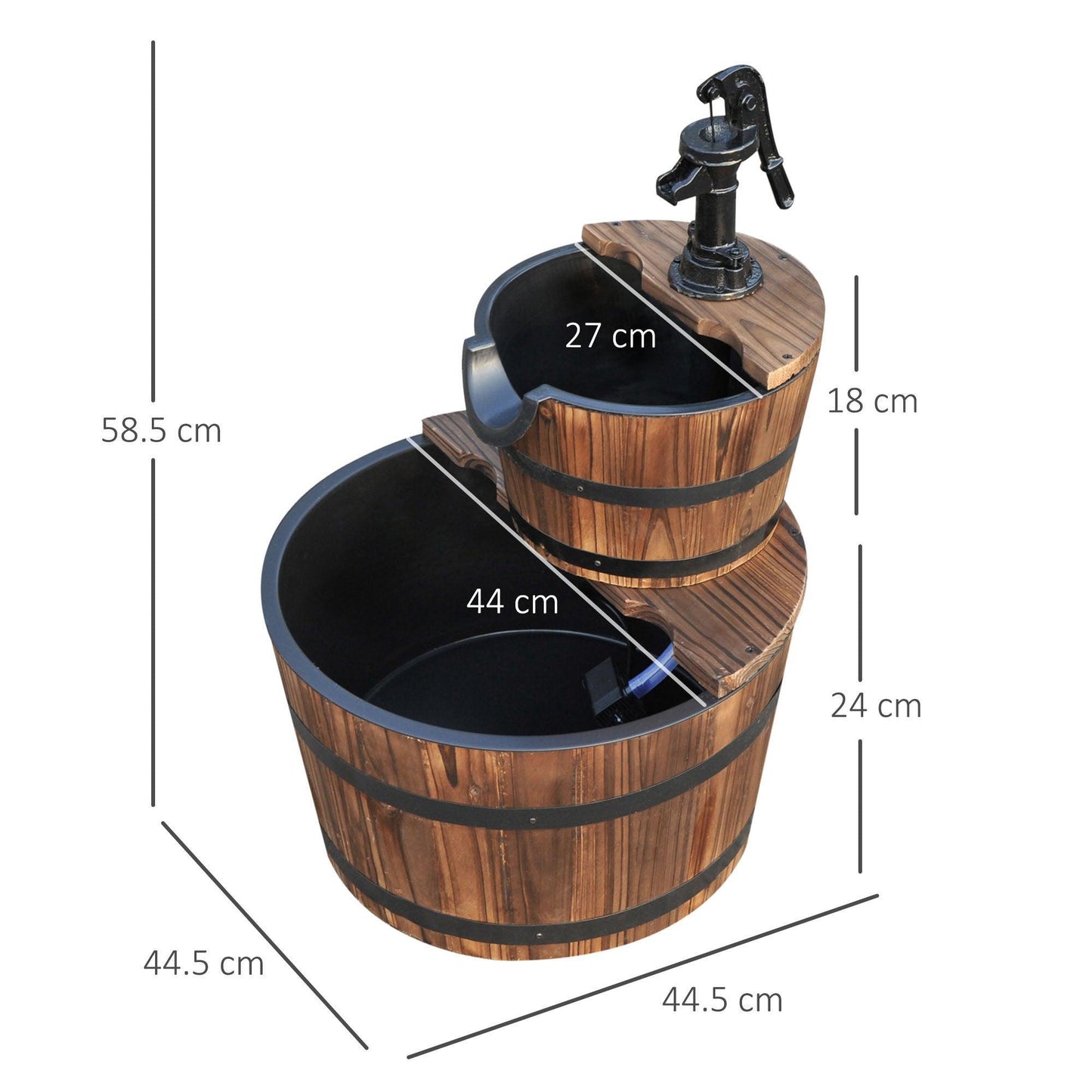 Outsunny Wooden Water Pump Fountain - Barrel Design - ALL4U RETAILER LTD