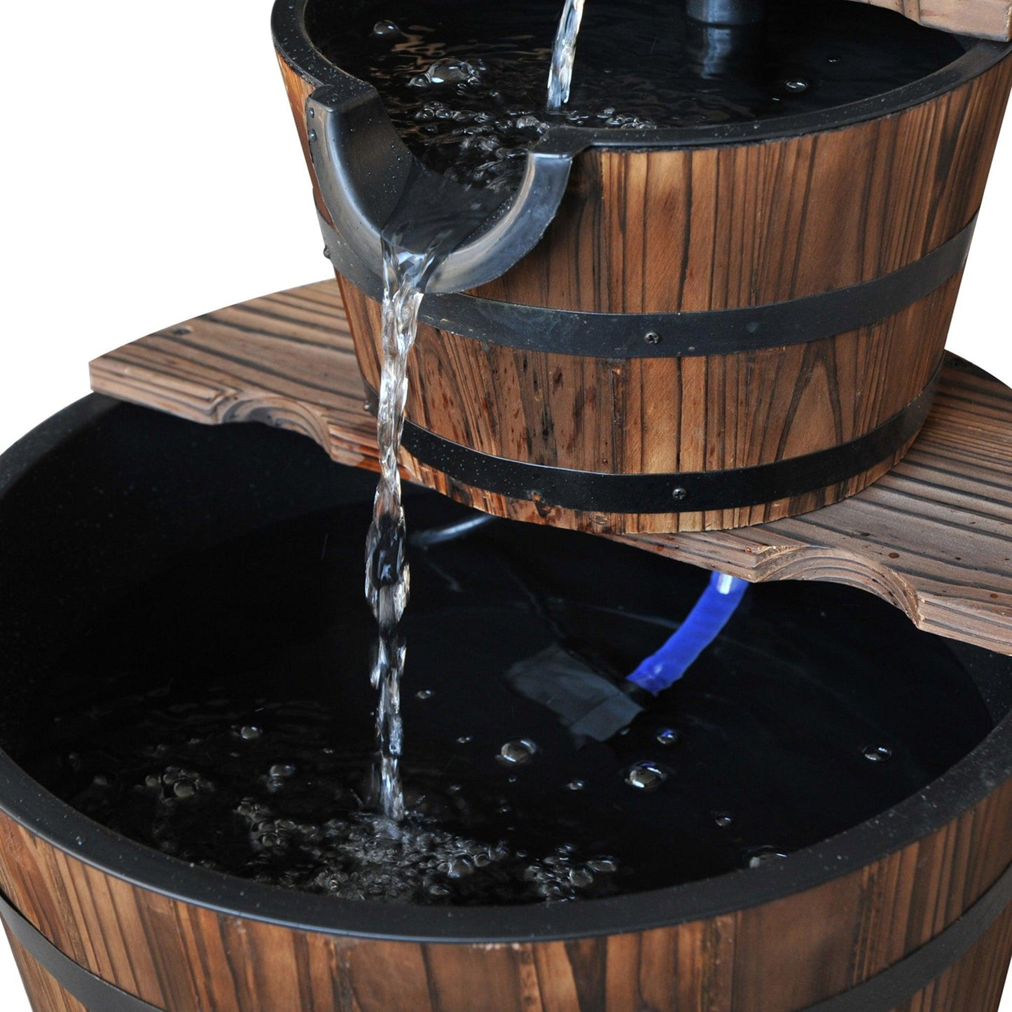 Outsunny Wooden Water Pump Fountain - Barrel Design - ALL4U RETAILER LTD