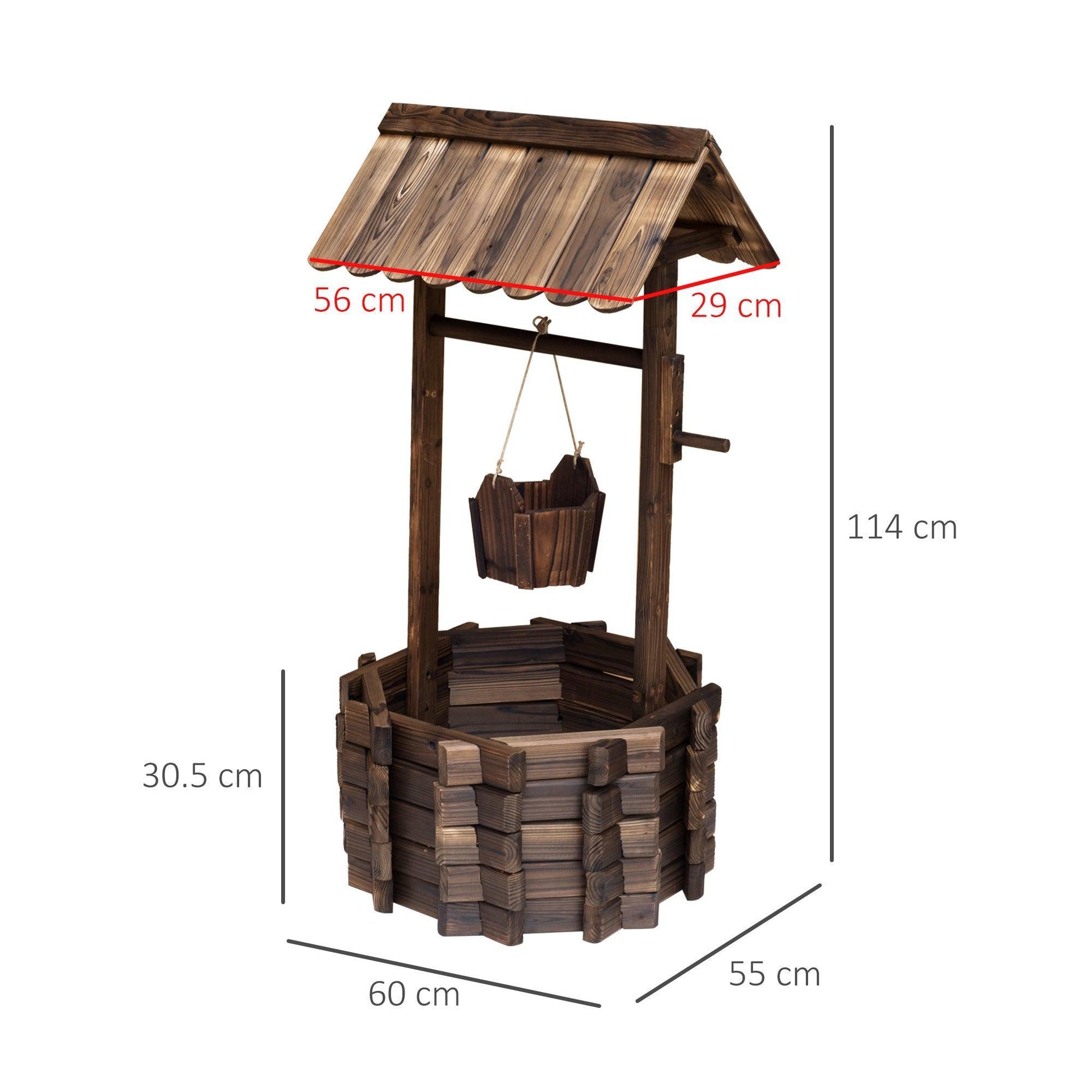 Outsunny Wooden Wishing Well Planter: Outdoor Garden Decor - ALL4U RETAILER LTD