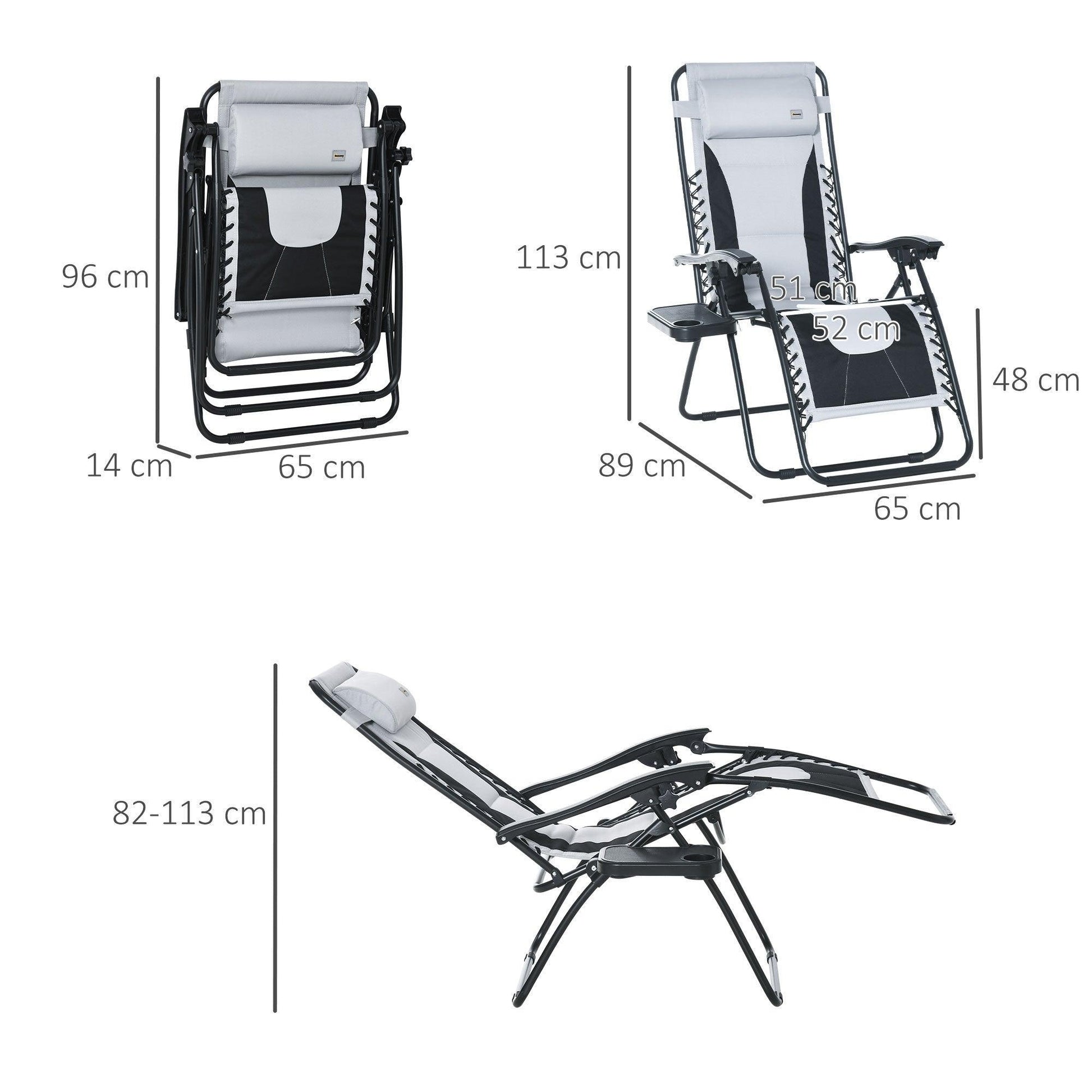 Outsunny Zero Gravity Outdoor Chair, Adjustable Recliner - ALL4U RETAILER LTD