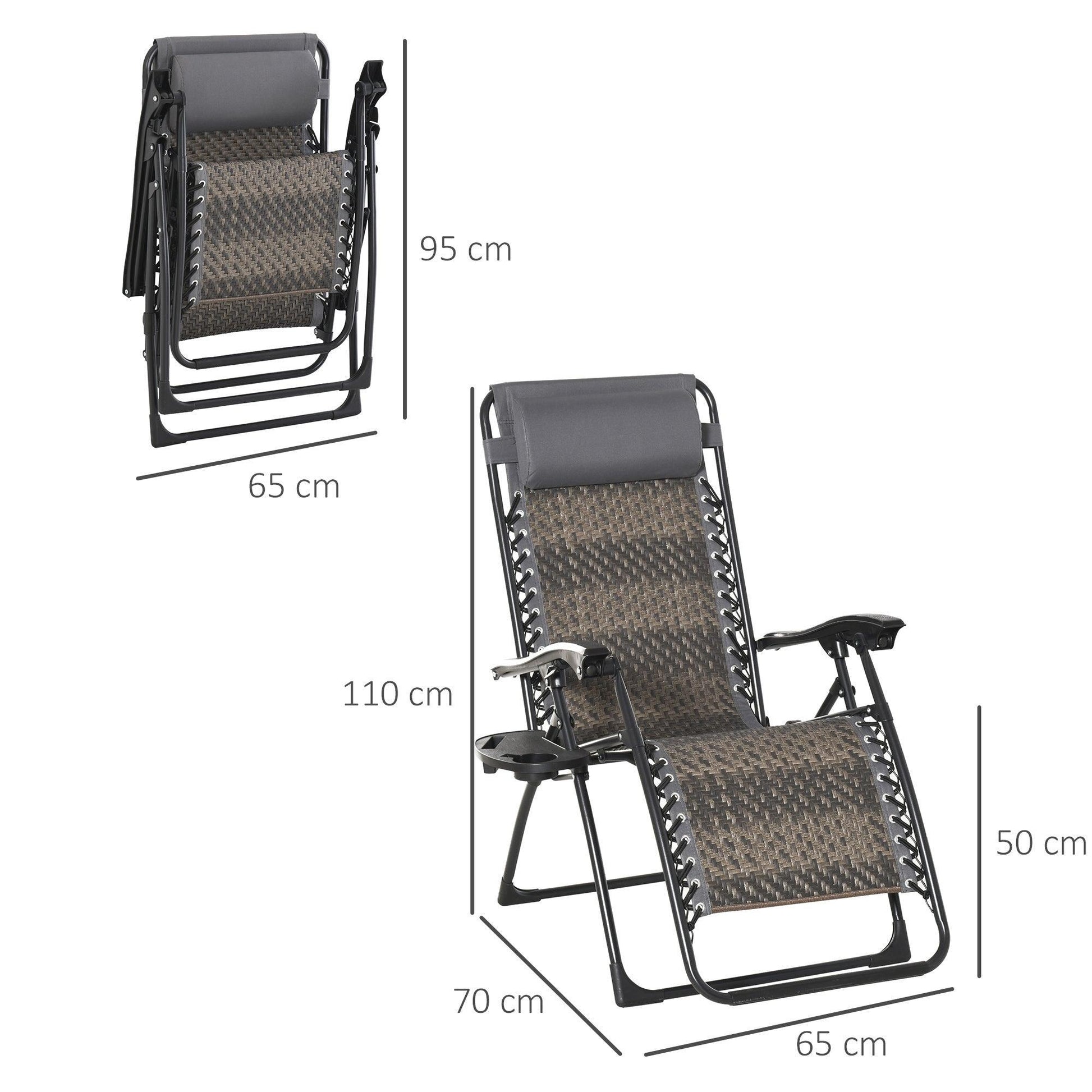 Outsunny Zero Gravity Recliner Chair with Headrest - Grey - ALL4U RETAILER LTD