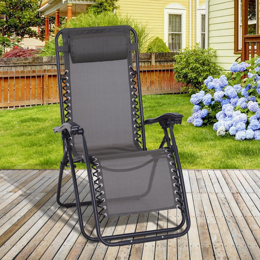 Outsunny Zero Gravity Reclining Chair - Patio Lounger with Headrest - ALL4U RETAILER LTD