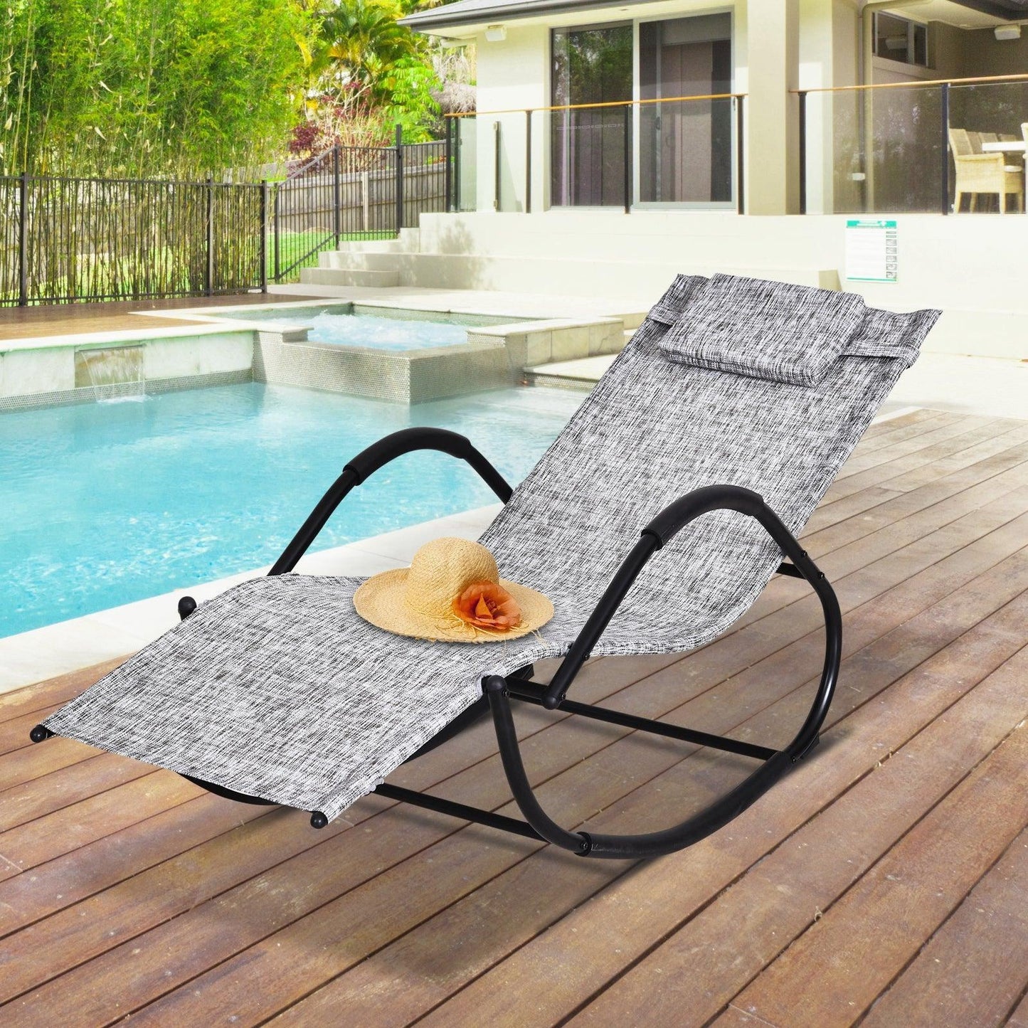 Outsunny Zero Gravity Rocking Chair - Grey - ALL4U RETAILER LTD