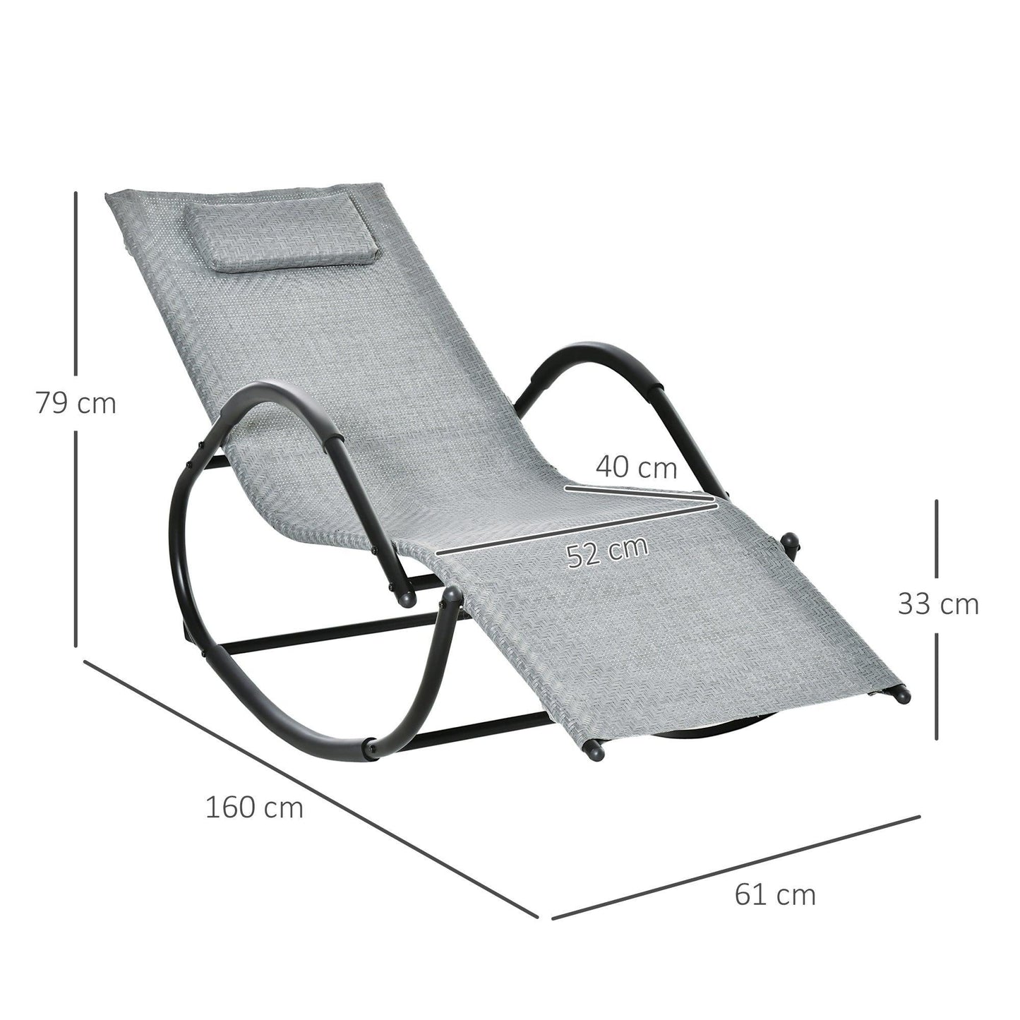 Outsunny Zero Gravity Rocking Chair: Grey Rattan Patio Rocker - ALL4U RETAILER LTD