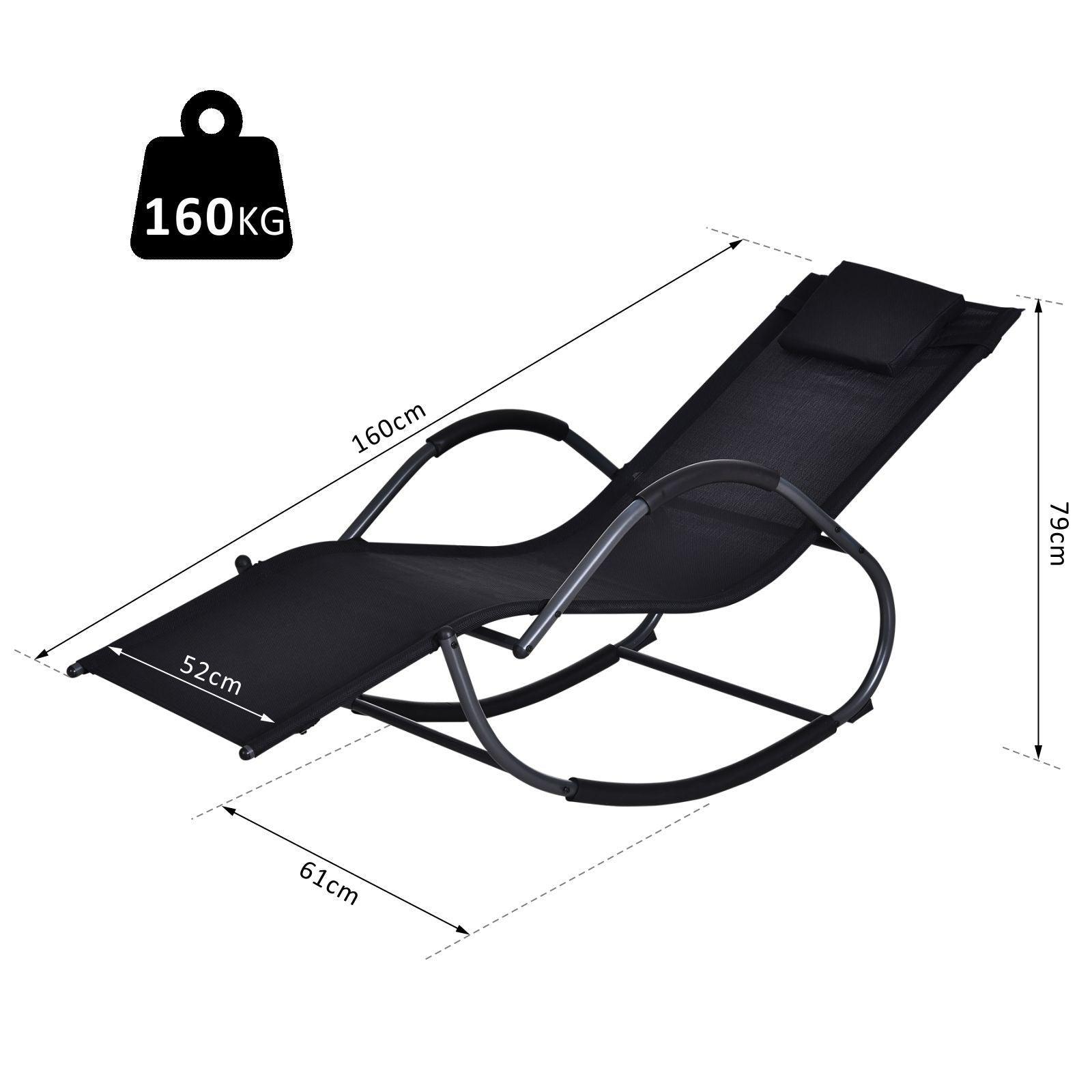 Outsunny Zero Gravity Rocking Lounge Chair - Black - ALL4U RETAILER LTD