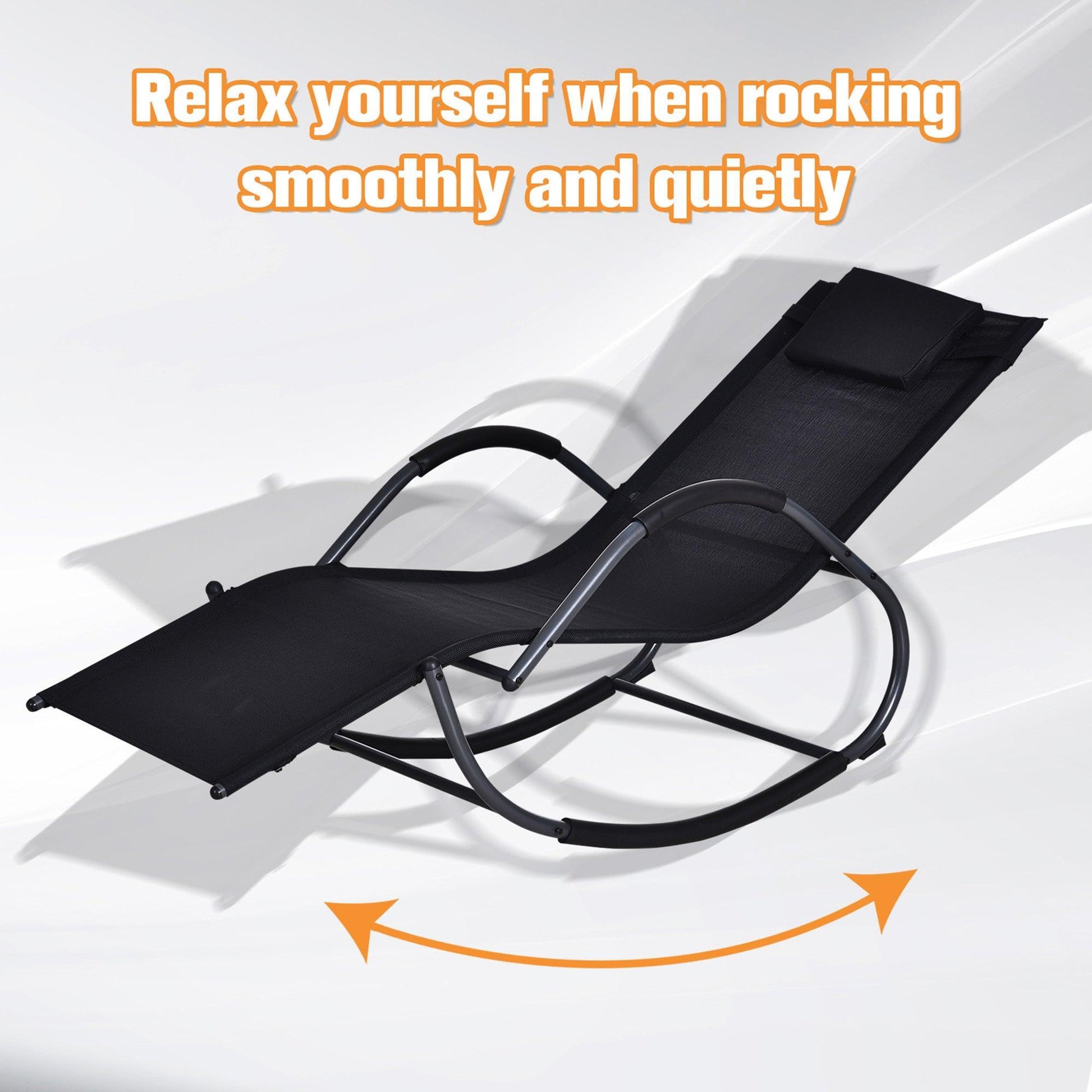 Outsunny Zero Gravity Rocking Lounge Chair - Black - ALL4U RETAILER LTD