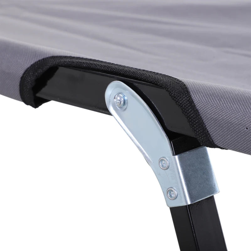 Outsunny Double Camping Cot Bed with Bag - Grey, Portable Folding Outdoor Sleeping Cot for Two - ALL4U RETAILER LTD