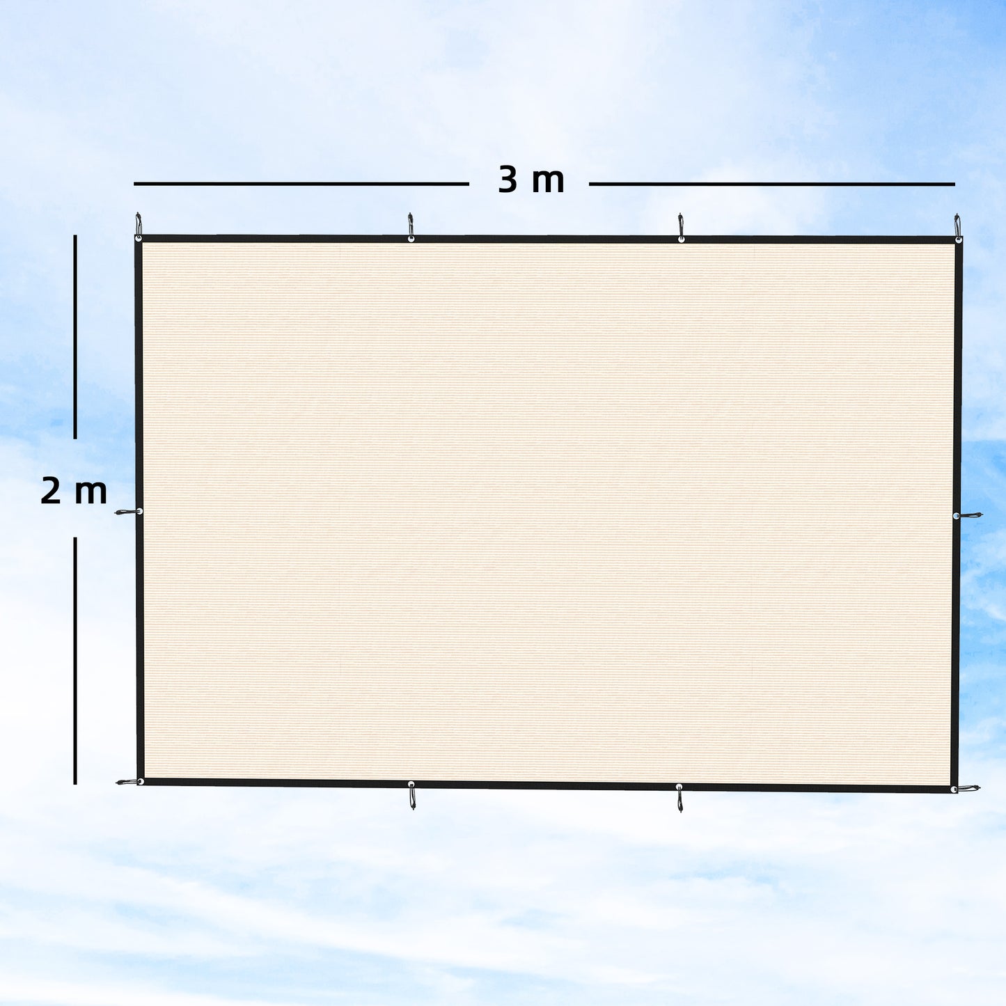 Outsunny Sun Shade Sail UV Protection Canopy 2 x 3 m Beige With Stainless Steel Eyelets For Patio Garden