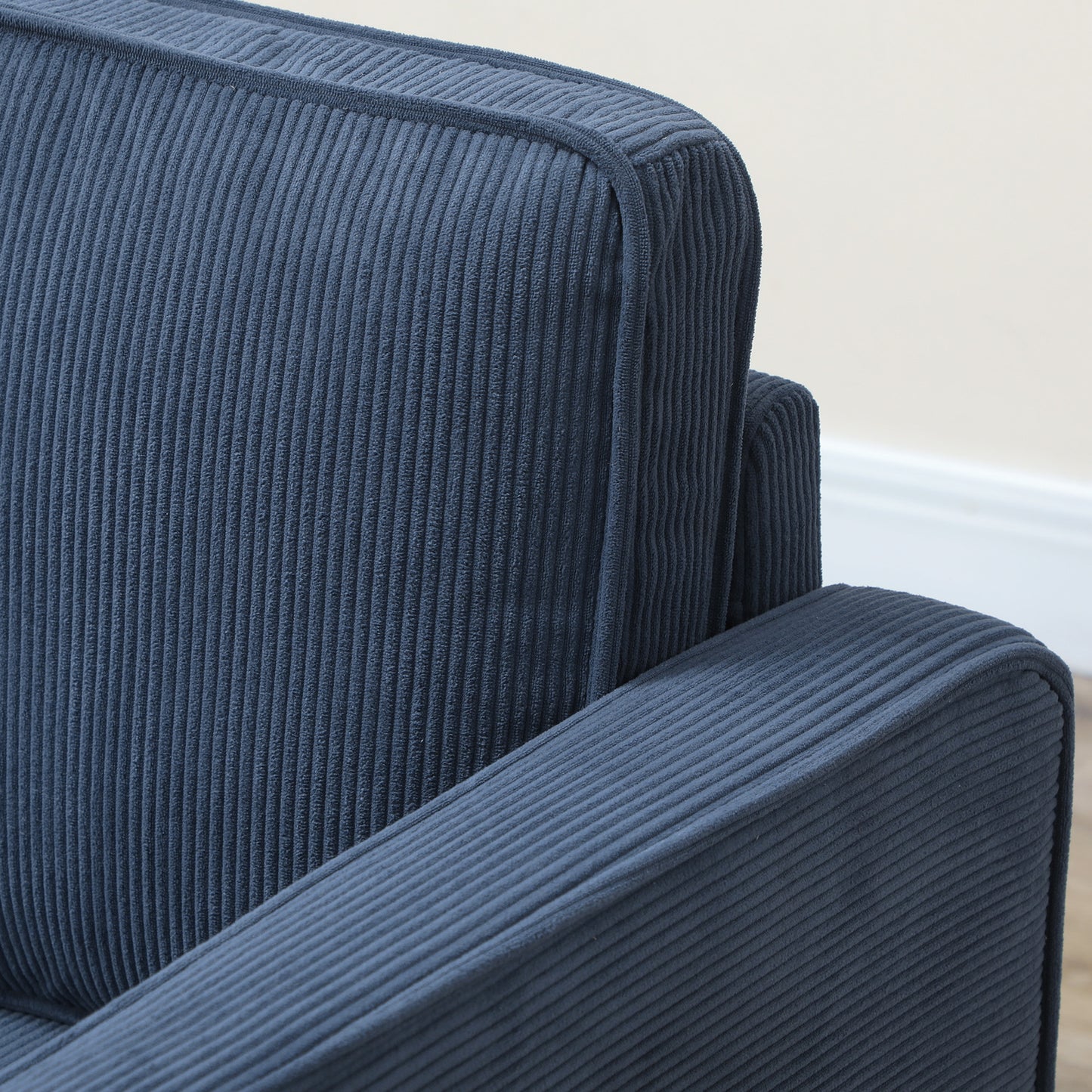 HOMCOM Small Two Seater Corduroy Sofa Blue With Lift Up Storage Compartment For Blankets