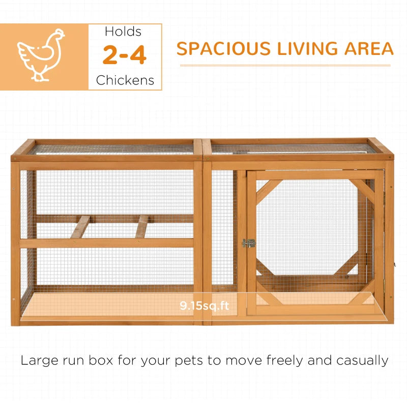 PawHut Wooden Chicken Coop with Perches, Doors, Combinable Design - Accommodates 2-4 Chickens, Natural Wood Colour - ALL4U RETAILER LTD