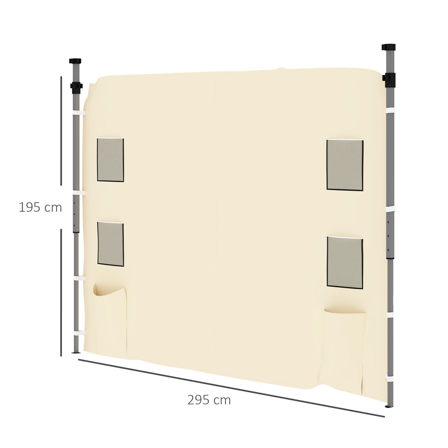 Outsunny Replacement Gazebo Sidewall 195 x 295cm Beige for 3 x 3 m Gazebo Durable Oxford Fabric