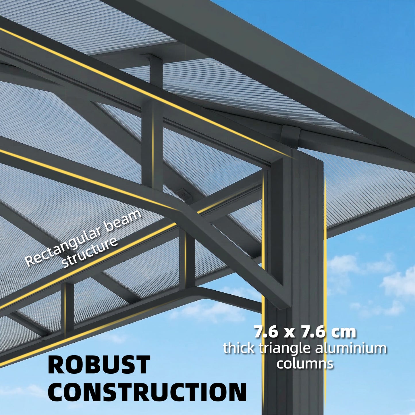 Outsunny 3 x 4 m Outdoor Hardtop Gazebo With Polycarbonate Roof Aluminum Permanent Pavilion With Curtains Dark Grey