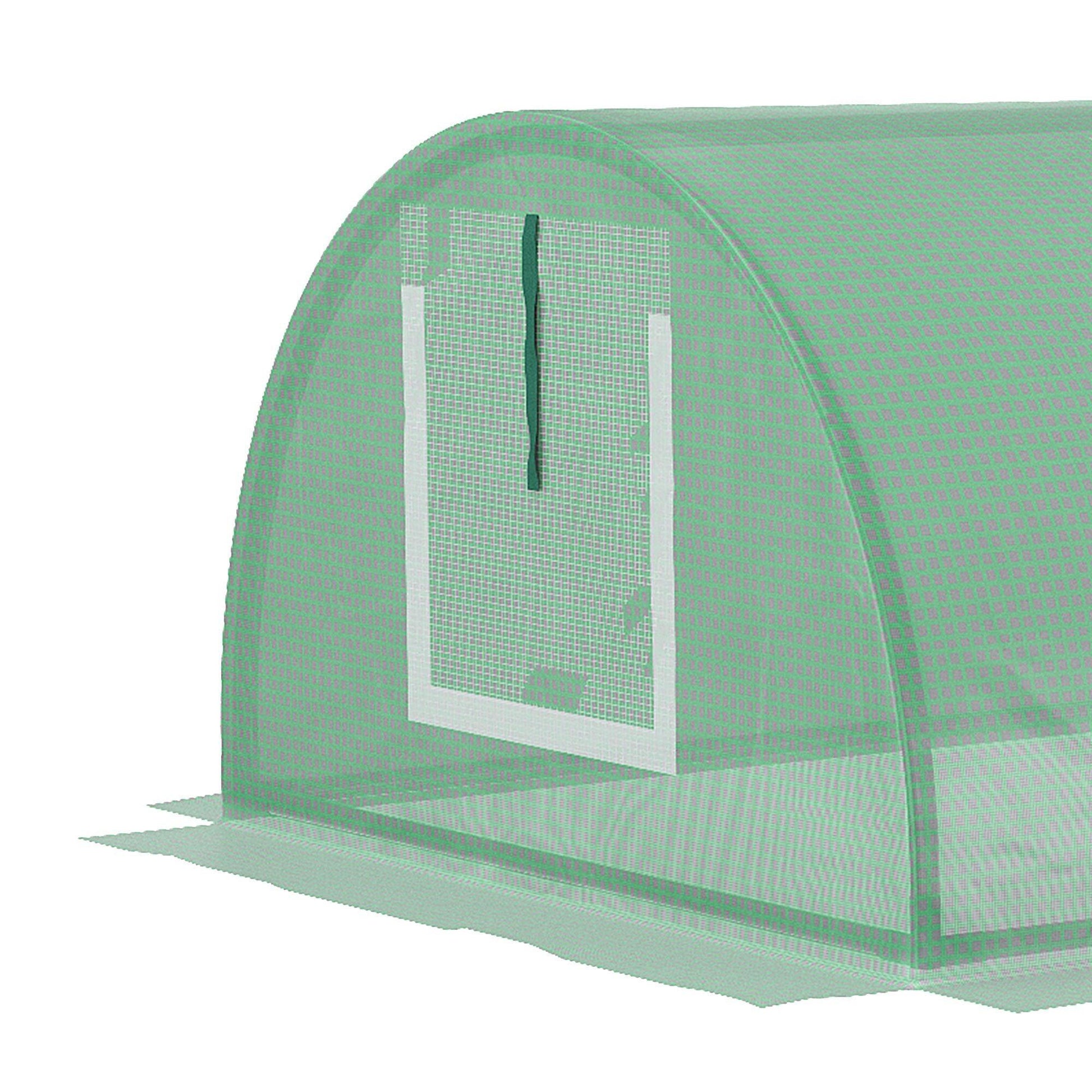 Outsunny PE Mini Greenhouse, 3 M Portable Tunnel Green House w/ 5 Mesh Windows - ALL4U RETAILER LTD