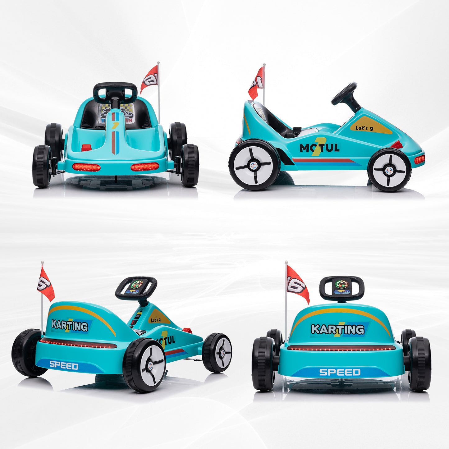 AIYAPLAY 6V Kids Electric Go Kart with Music, Lights, and Horn - Blue, for Ages 3-5