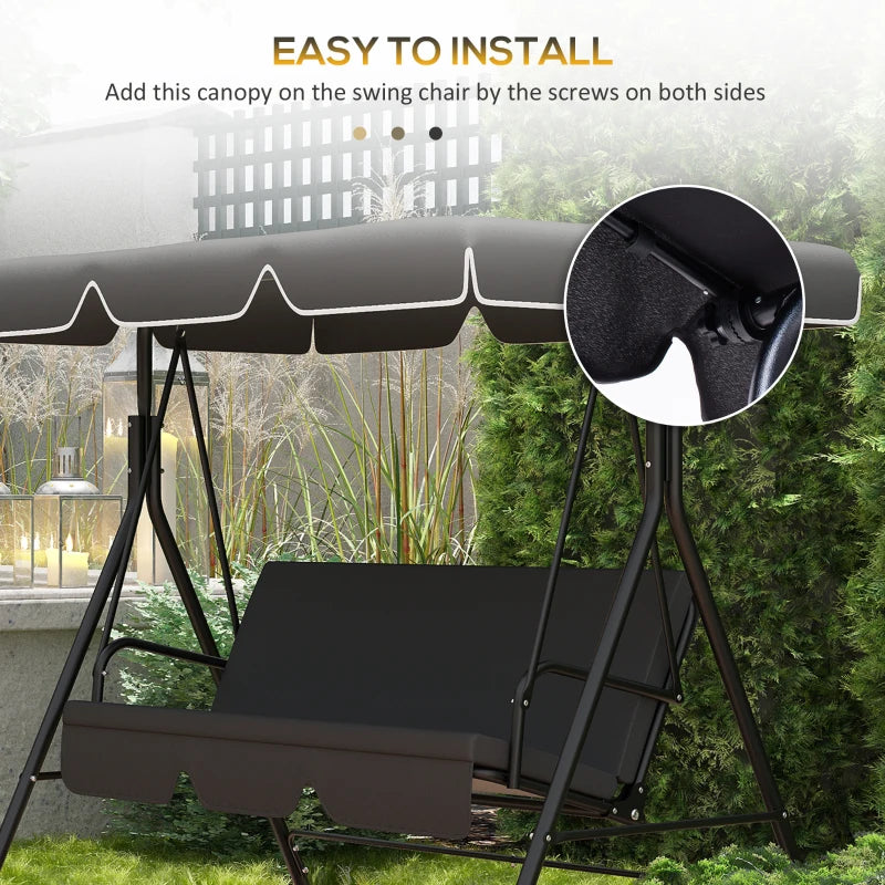 Outsunny 2 Seater Garden Swing Canopy Replacement Cover - UV50+ Sun Shade in Black (Canopy Only) for Stylish Outdoor Comfort - ALL4U RETAILER LTD