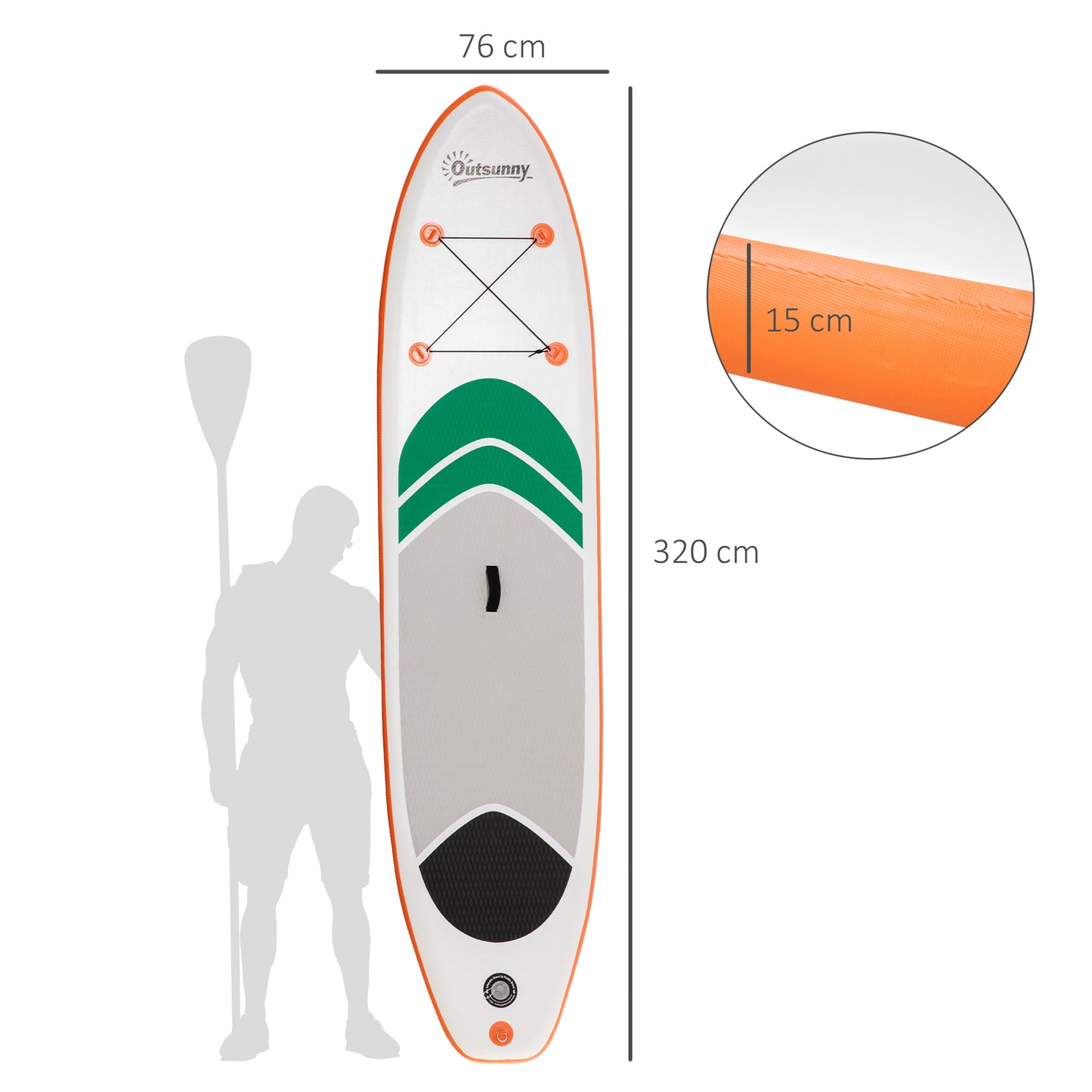 Outsunny 10'6" Inflatable Non-Slip Stand Up Paddle Board with Adjustable Paddle & Accessories - Lightweight Travel Package in White - ALL4U RETAILER LTD