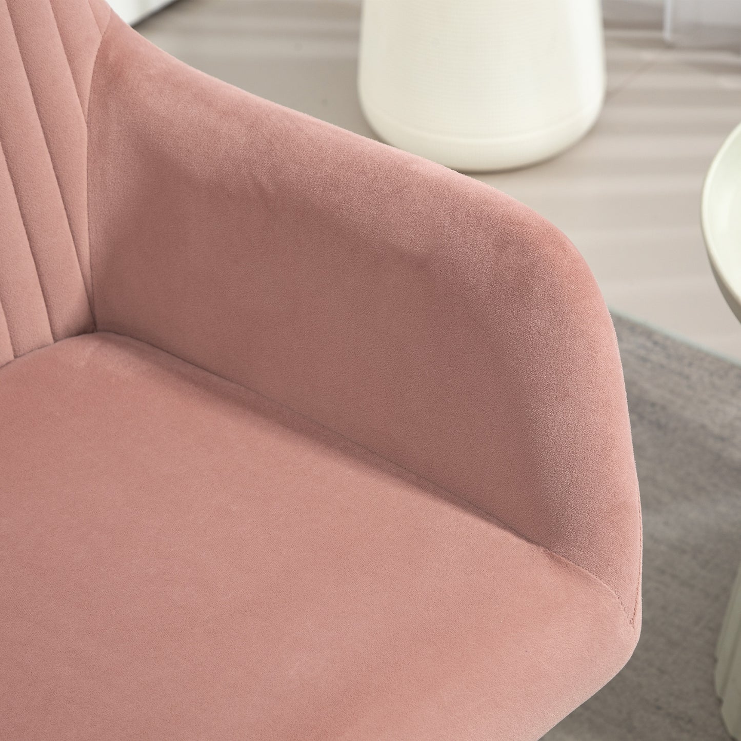 HOMCOM Modern Arm Chair Set Of 2 Upholstered Accent Chair With Metal Base In Pink For Living Room
