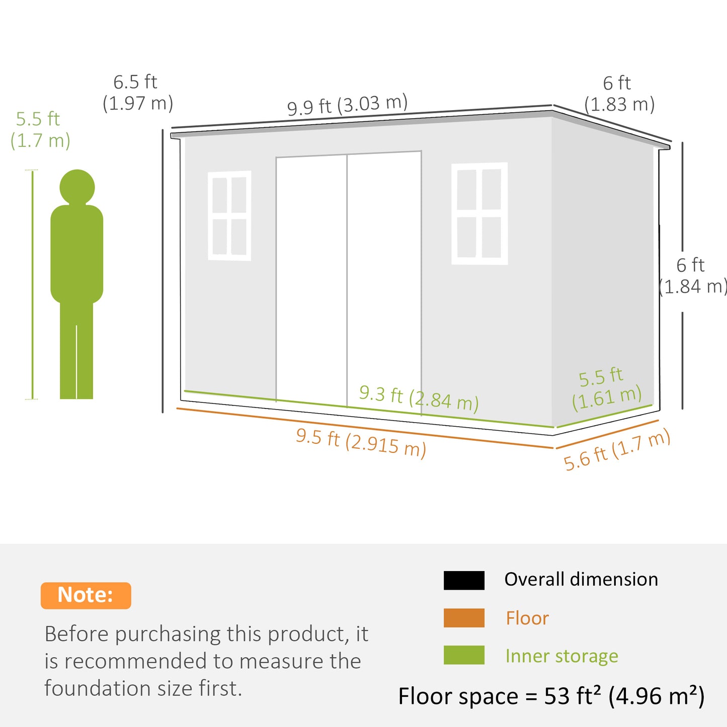 Outsunny 10x6 Ft Resin Garden Shed Outdoor Storage Shed With Floor Windows Lockable Doors And Vents Dark Grey