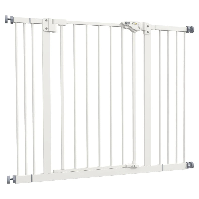 PawHut Metal Adjustable Dog Gate - Wide (74-100cm), White - ALL4U RETAILER LTD