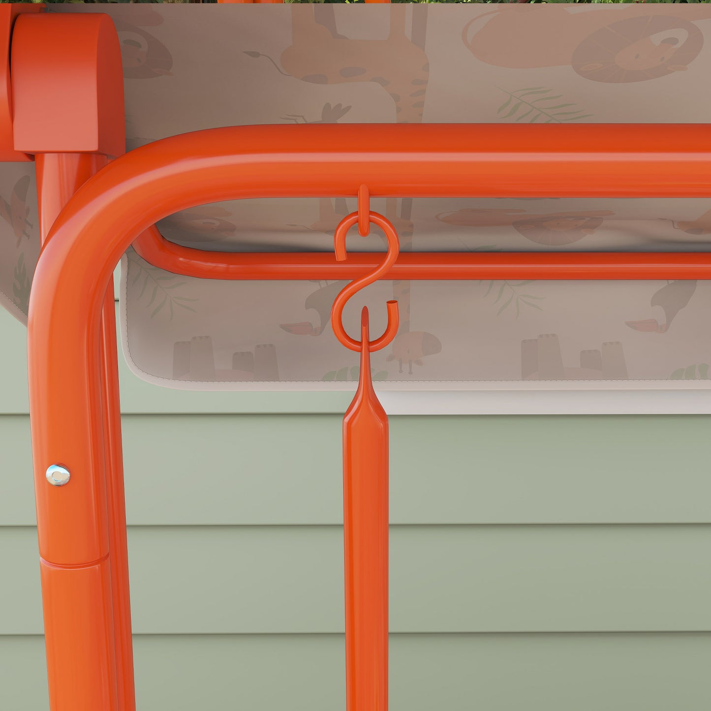 AIYAPLAY 2 Seater Kids Porch Swing With Adjustable Canopy And Seat Belts Outdoor Patio Bench Hammock Orange