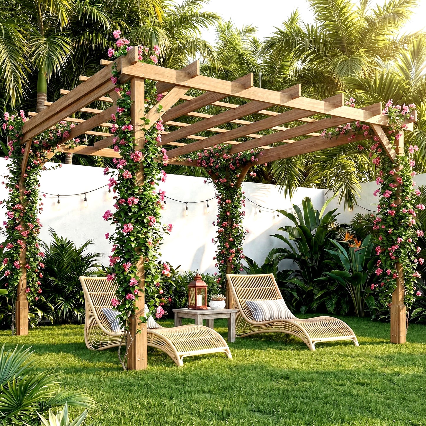Outsunny 3 By 3 Meter Wooden Pergola Kit Garden Gazebo Shelter With Stable Structure For Climbing Vines Dark Brown