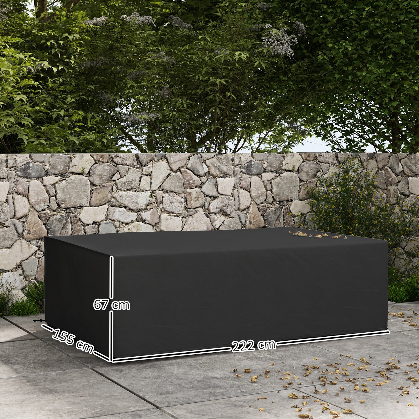 Outsunny Waterproof Outdoor Furniture Cover 222L X 155W X 67H Cm Black For Patio Rattan Set