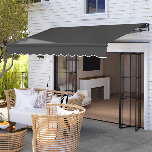 Outsunny 3 X 2.5m Electric Retractable Awning With Remote Control Aluminium Frame UV30 Sun Shade Canopy For Patio