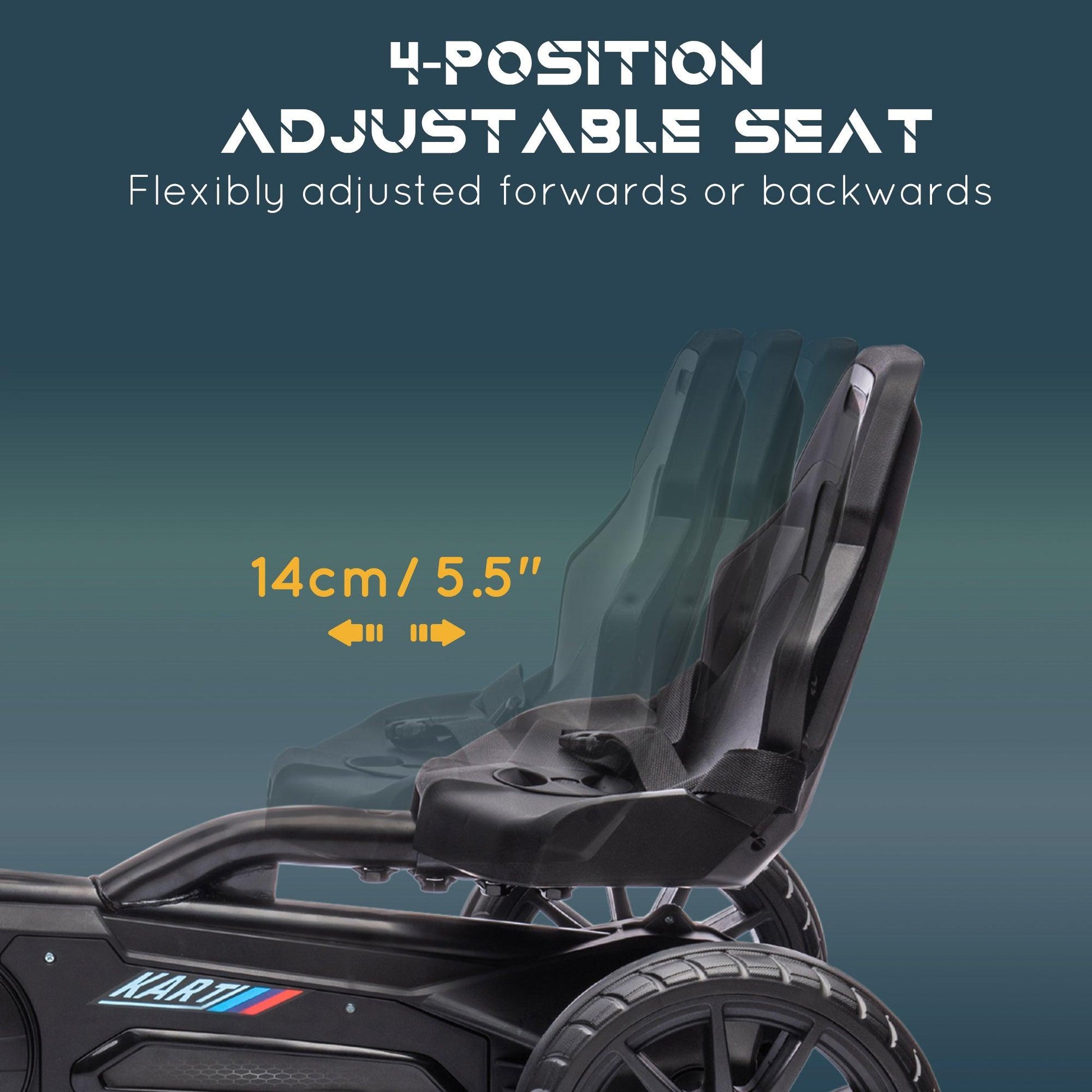 HOMCOM Children Pedal Go Kart w/ Adjustable Seat, Handbrake - Black - ALL4U RETAILER LTD