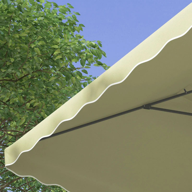 Outsunny 2.5m Square Double Top Cantilever Garden Parasol Umbrella with Ruffles - Beige Patio Shade - ALL4U RETAILER LTD