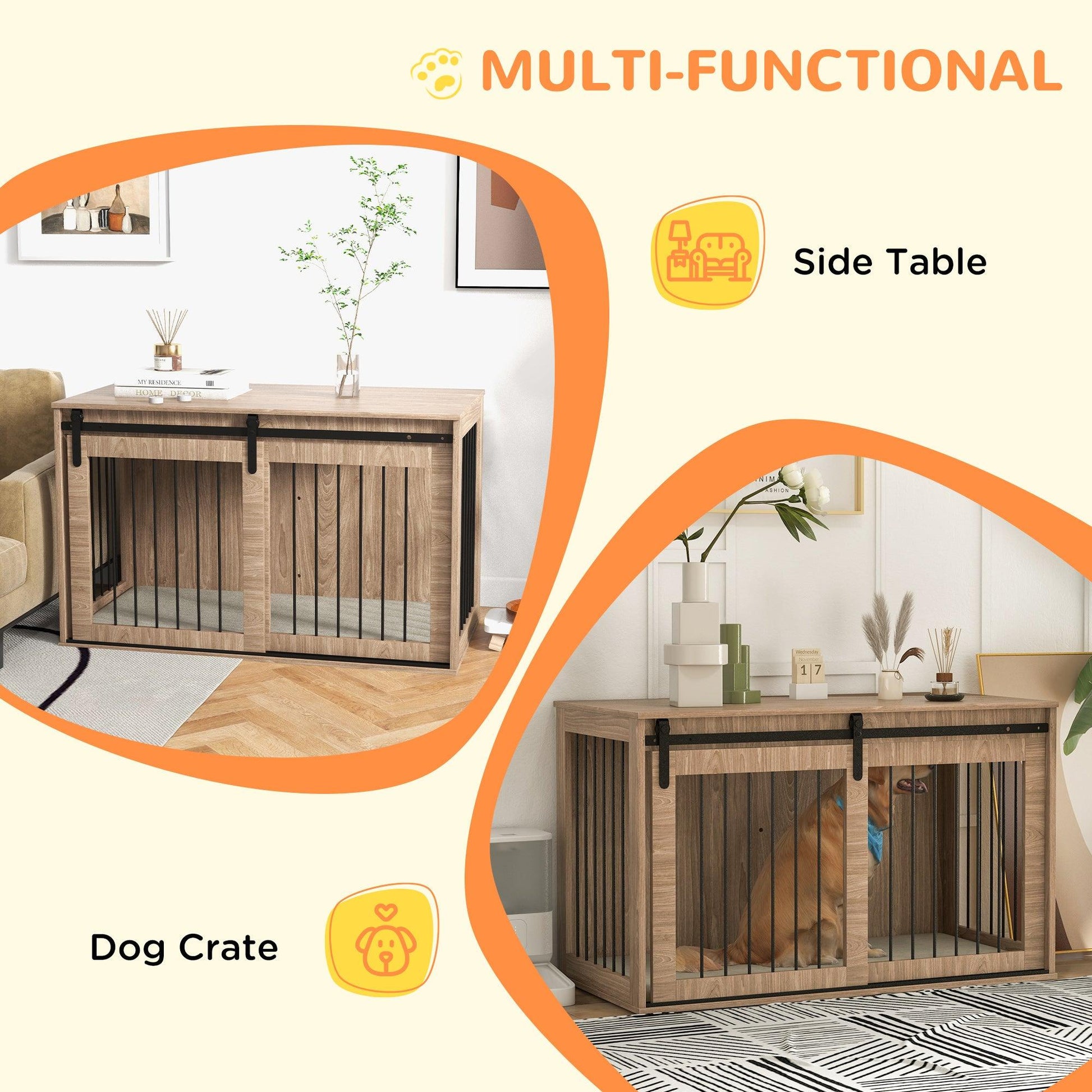 PawHut XL Dog Crate Furniture, Removable Cushion, 118 x 60 x 73 cm, Brown - ALL4U RETAILER LTD