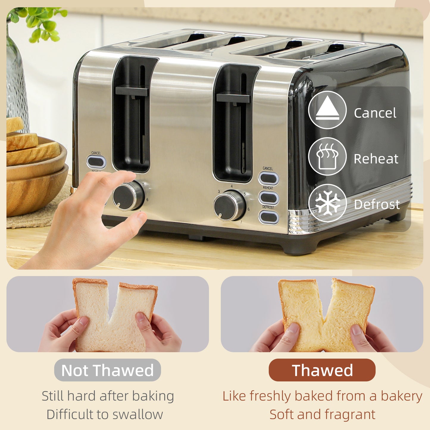 HOMCOM Polished Stainless Steel Kettle and Toaster Set Black, 3000W Kettle, Four Slice Toaster