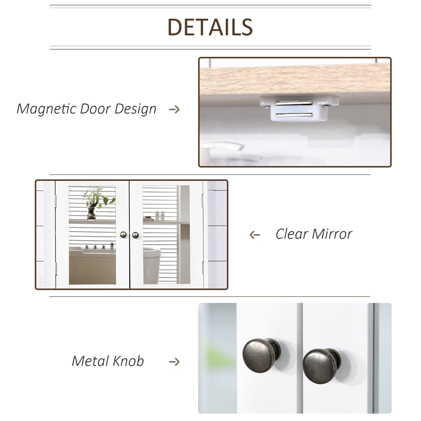 Kleankin Bathroom Furniture Set Mirror Cabinet Wall Mounted With Adjustable Shelf White And Wood Grain