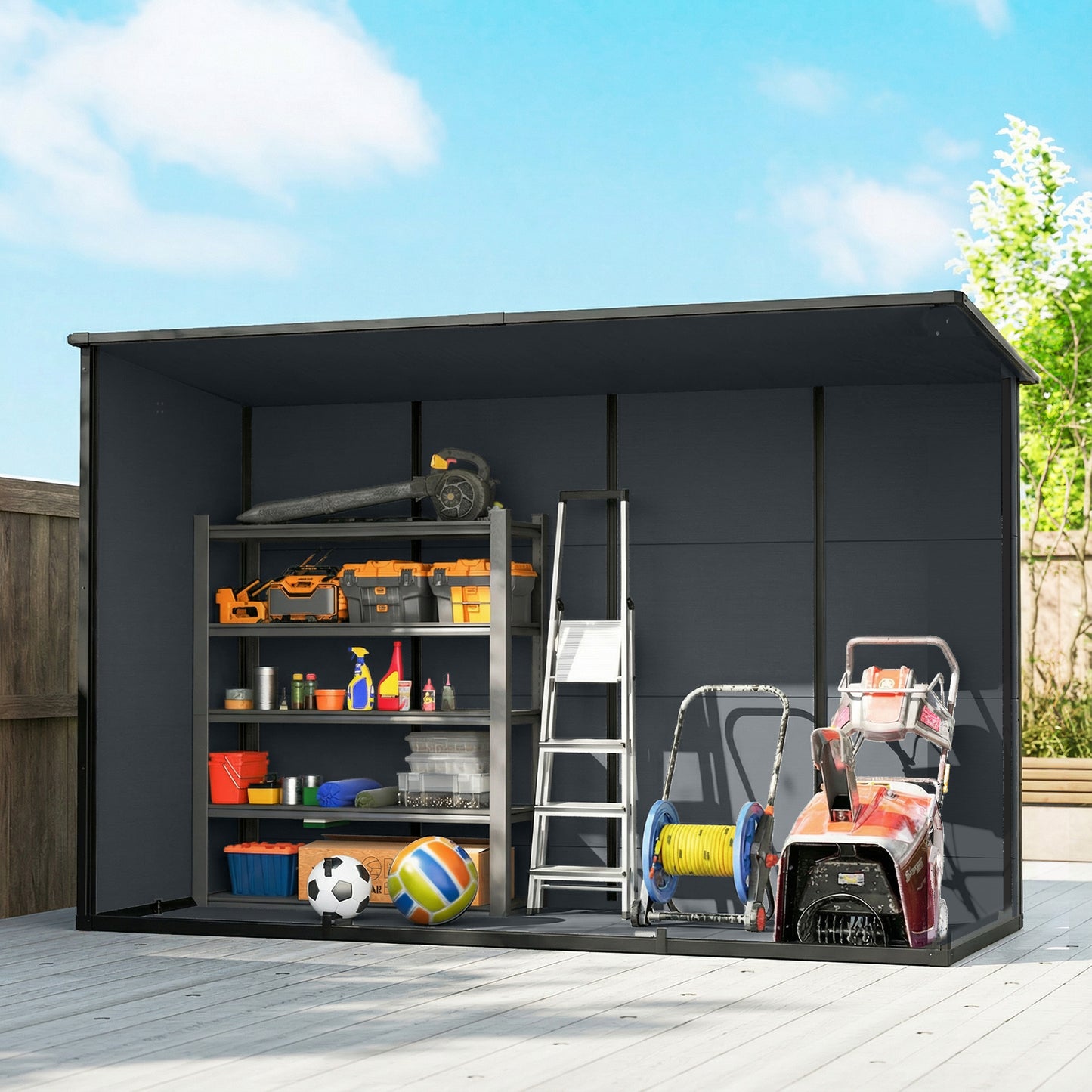 Outsunny 10 By 4 Ft Resin Garden Shed Outdoor Storage Shed With Floor Windows Lockable Doors And Vents Dark Grey