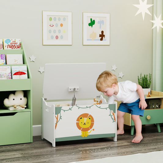 AIYAPLAY Toy Box With Lid And Safety Hinges Groove Handles Kids Toy Storage Organizer For Living Room Playroom Green