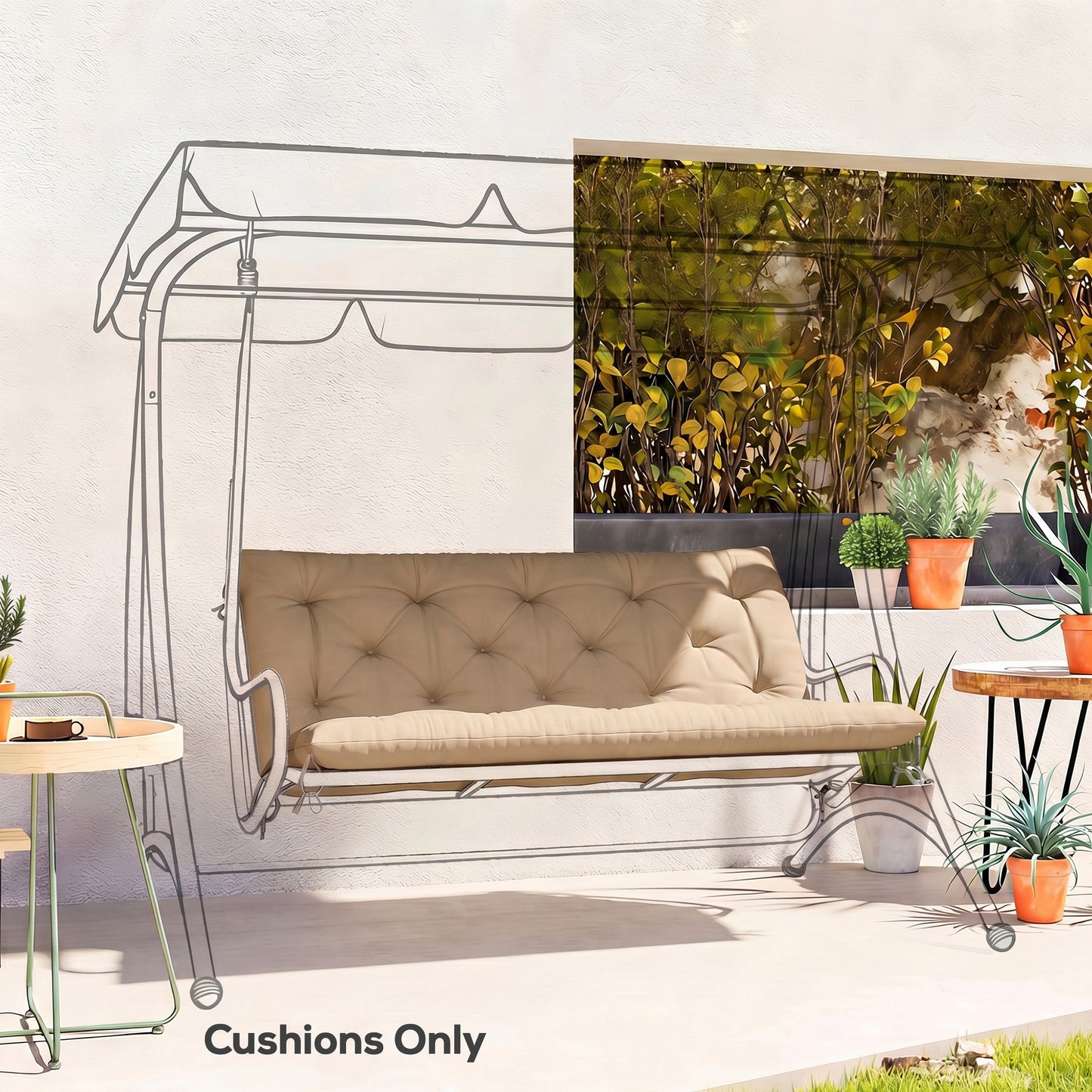 Outsunny Outdoor Garden Bench Cushion 2 Seater With Ties For Indoor And Outdoor Use 110 X 120 CM