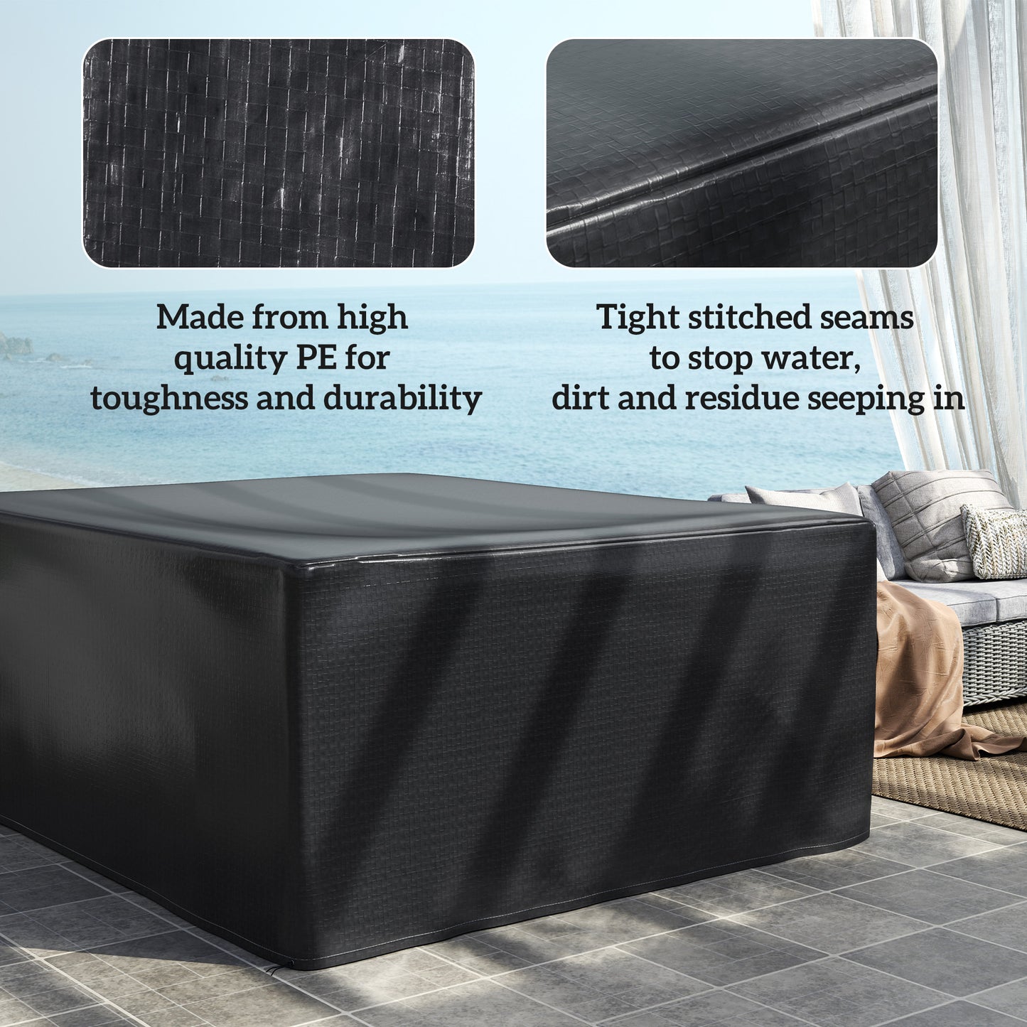 Outsunny Waterproof UV Protective Garden Furniture Cover For Large Patio Sets 235 x 190 x 90 cm Black