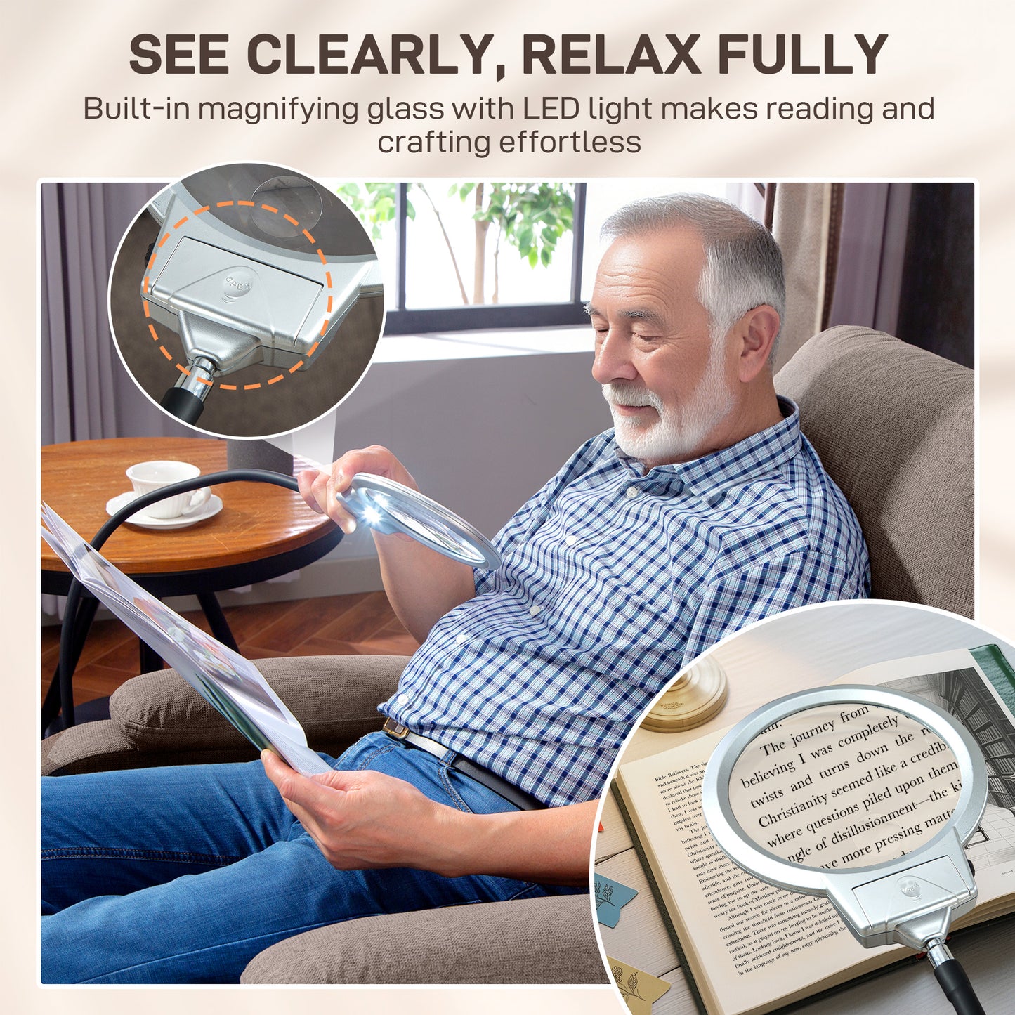 HOMCOM Electric Rise And Recline Armchair With Reading Light Brown Rises To 45 Degrees And Reclines To 135 Degrees