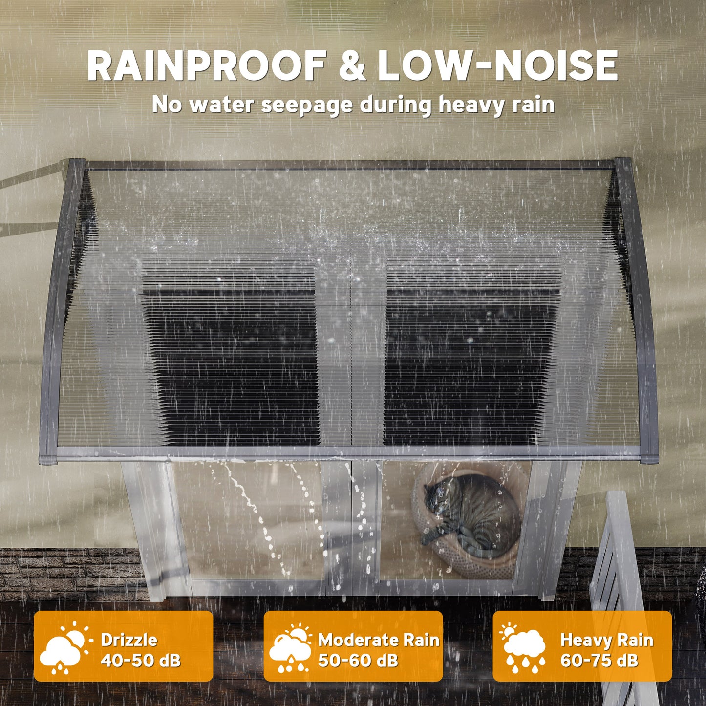 Outsunny Front Door Canopy Outdoor Awning Rain Shelter 110 By 60 Cm Grey Aluminum Wall Mount