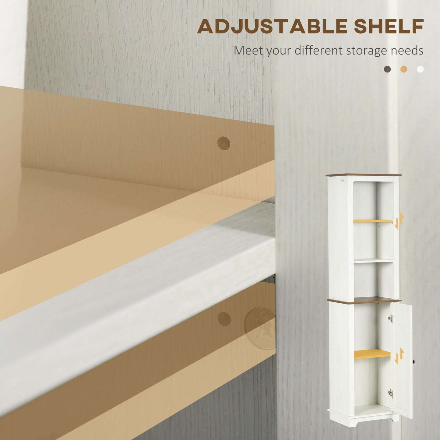 Kleankin 2 Piece Bathroom Furniture Set Tall Cabinet With Adjustable Shelves Under Sink Cabinet Ash Wood Effect