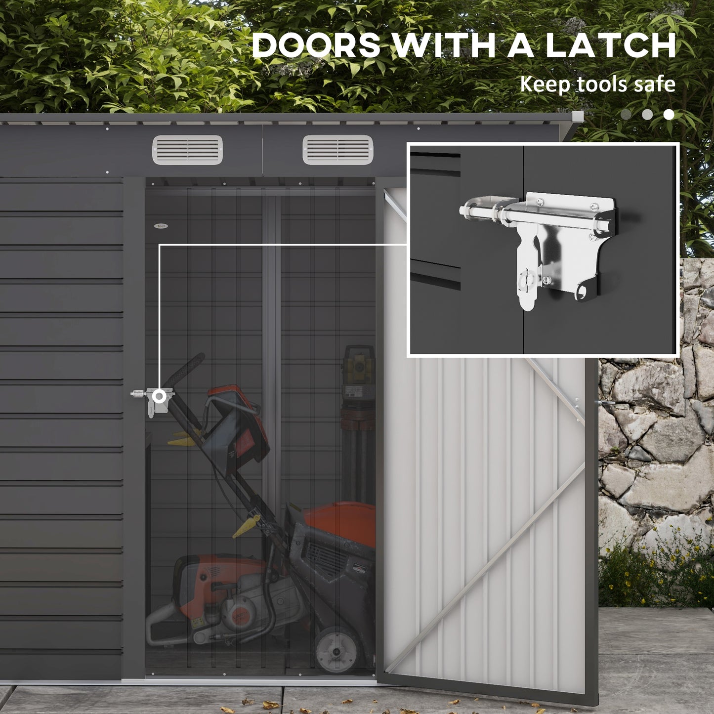 Outsunny 4 x 6ft Galvanised Metal Garden Shed With Locking Door Grey Weather Resistant Outdoor Storage for Tools