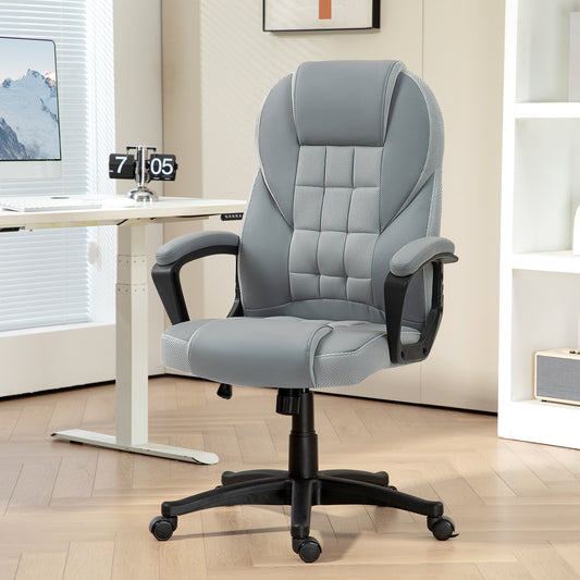 Grey Faux Leather Ergonomic Office Chair - HOMCOM - ALL4U RETAILER LTD