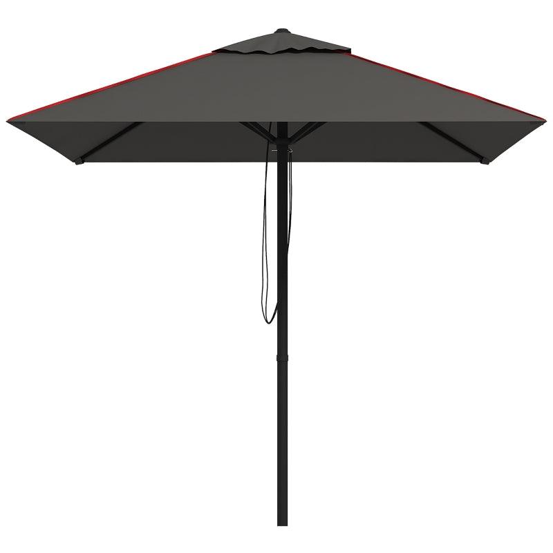 Outsunny Patio Parasol Umbrella with Vent - Garden Market Table Sun Shade Canopy with Piping Side, Grey Outdoor Umbrella for Enhanced Comfort - ALL4U RETAILER LTD