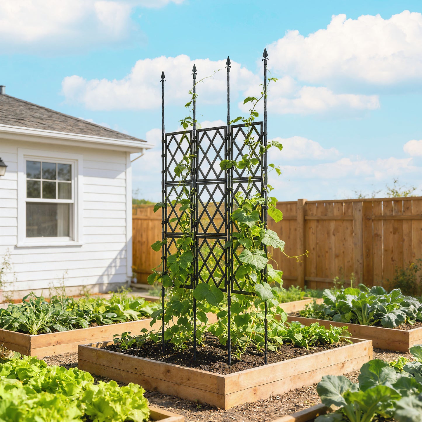 Outsunny Foldable Garden Trellis Lattice Climbing Support For DIY Assembly 85x197 Cm Black