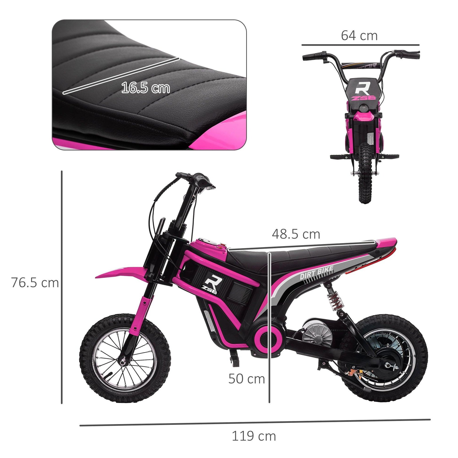 HOMCOM 24V Kids Electric Motorbike with Twist Grip Throttle, Music, Horn - Pink - ALL4U RETAILER LTD