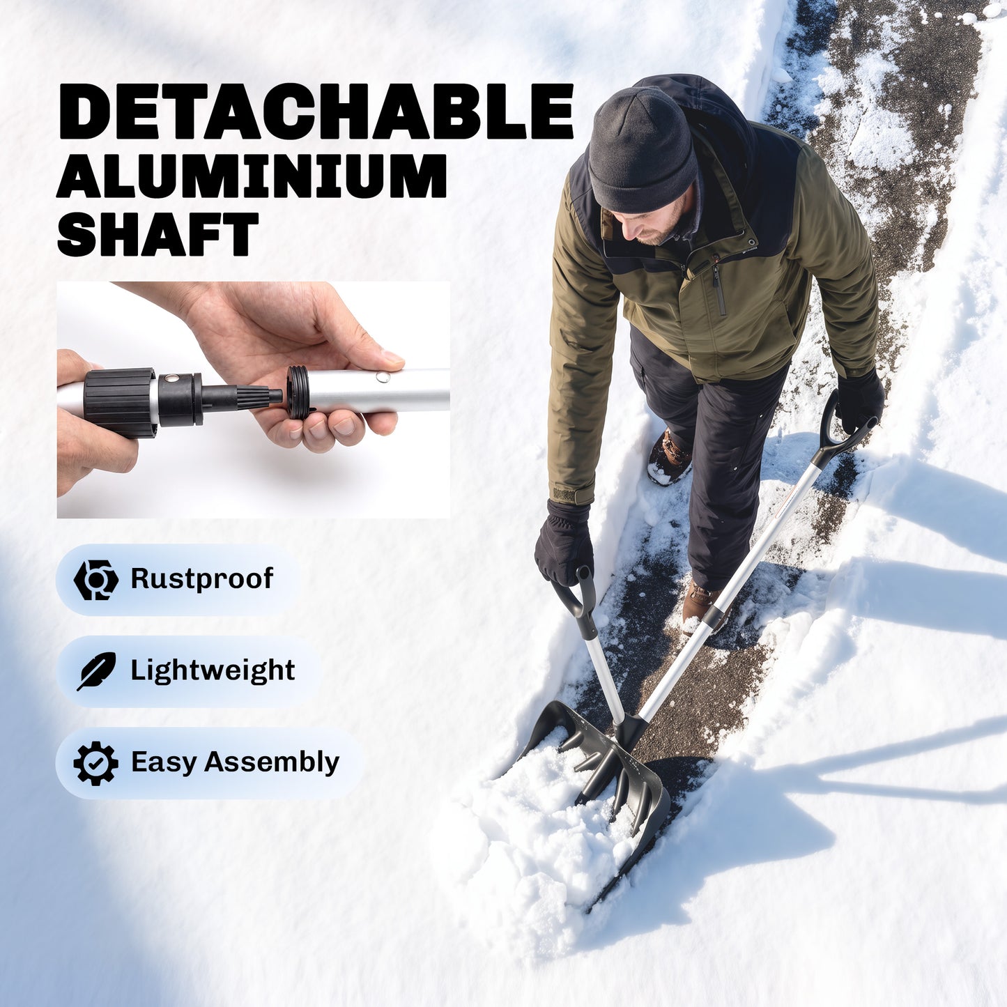 Outsunny Heavy Duty Snow Shovel With Assist Handle And 45Cm Wide Blade