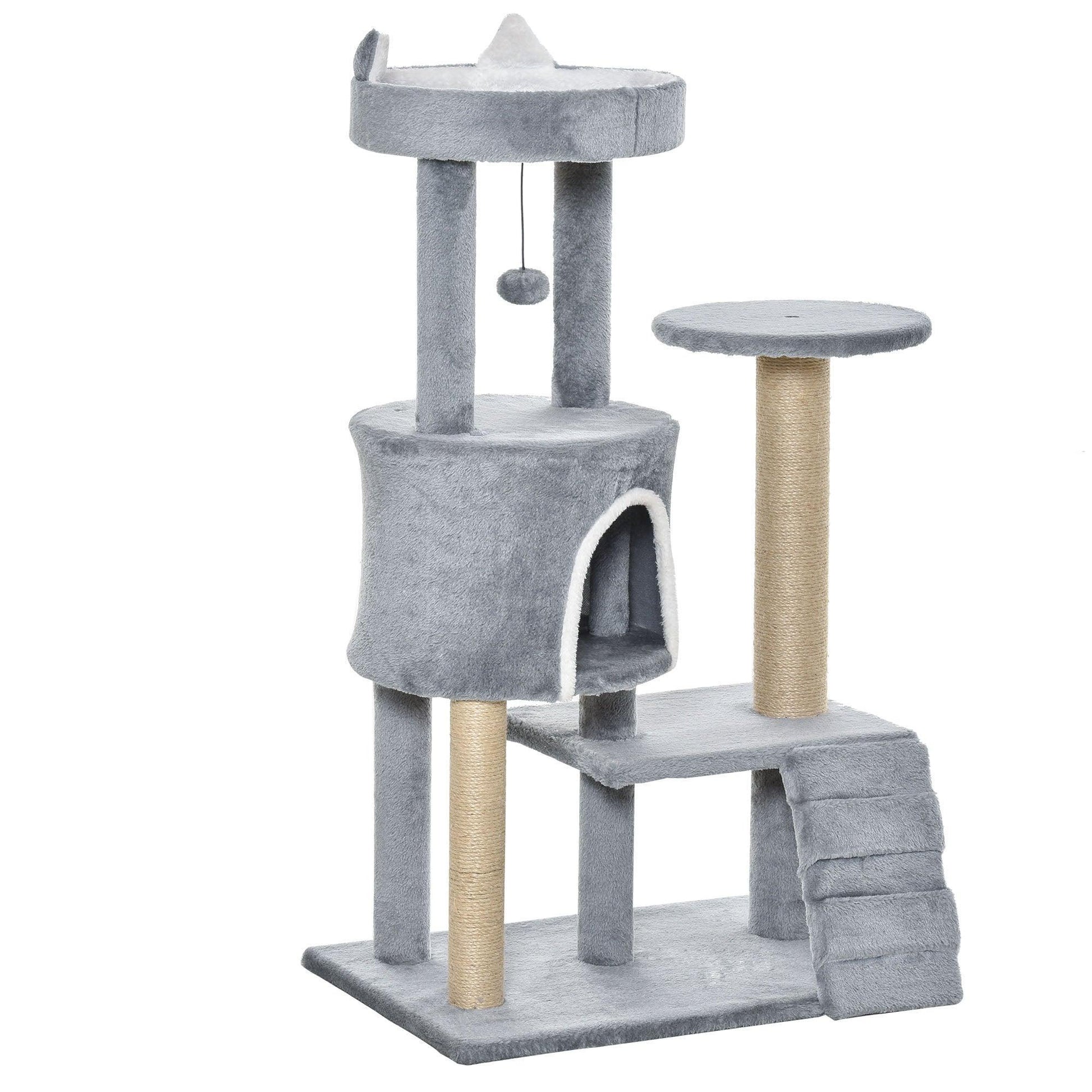 PawHut 100cm Cat Tree Tower - Multi-Level Kitty Condo - ALL4U RETAILER LTD