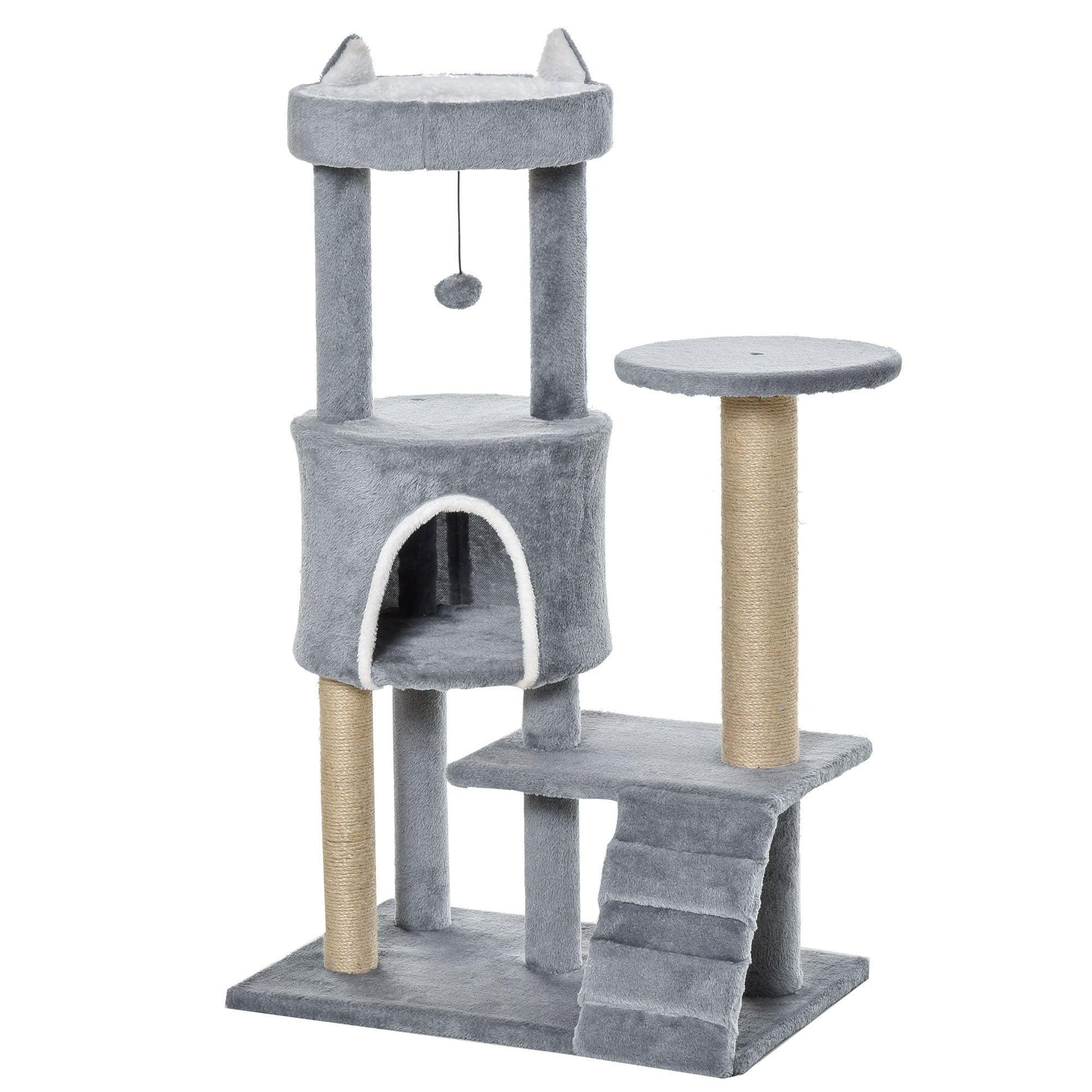 PawHut 100cm Cat Tree Tower - Multi-Level Kitty Condo - ALL4U RETAILER LTD